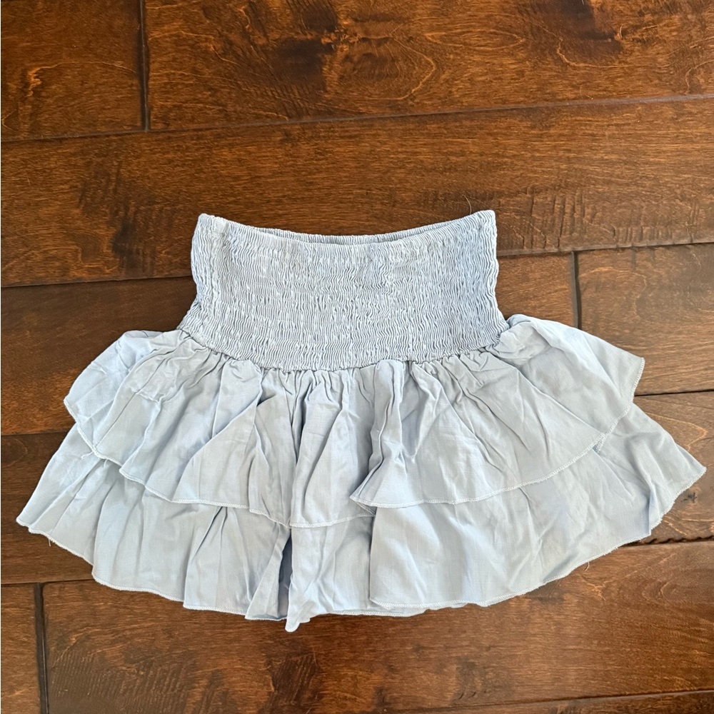 SHEIN Light Blue Ruffled Mini Skirt Petite XXS